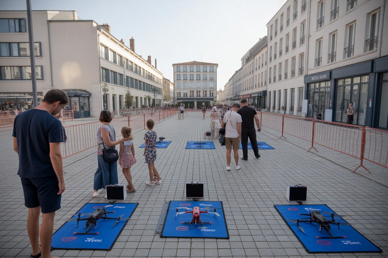 Préparation d’un spectacle de drones pour le 14-Juillet en ville