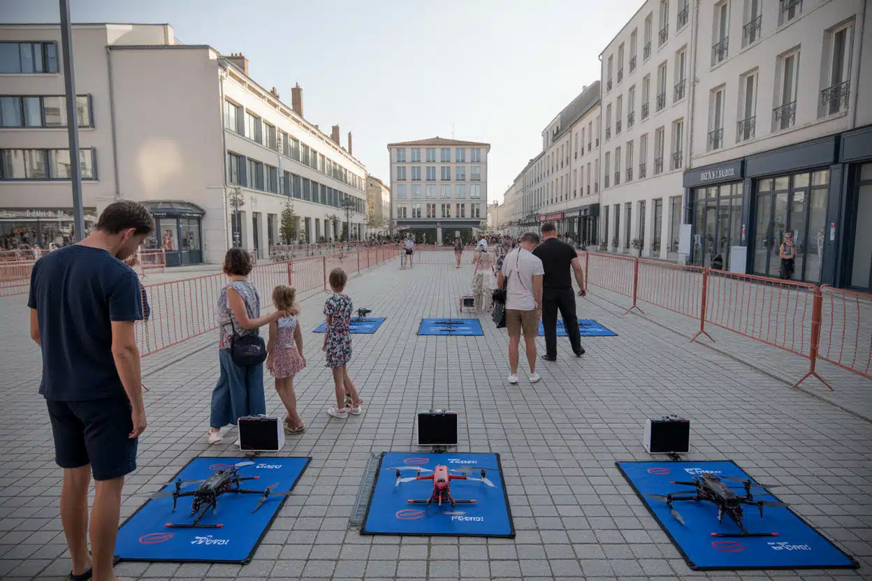 Préparation d’un spectacle de drones pour le 14-Juillet en ville